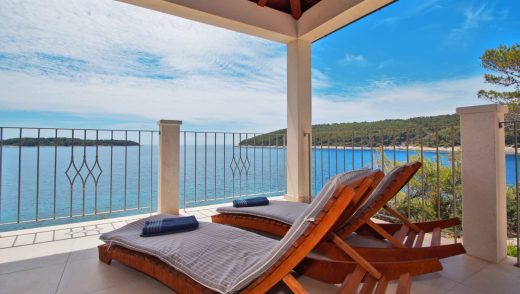 Luxury beachfront villa Korcula Beach Divine with private boat mooring and jacuzzi
